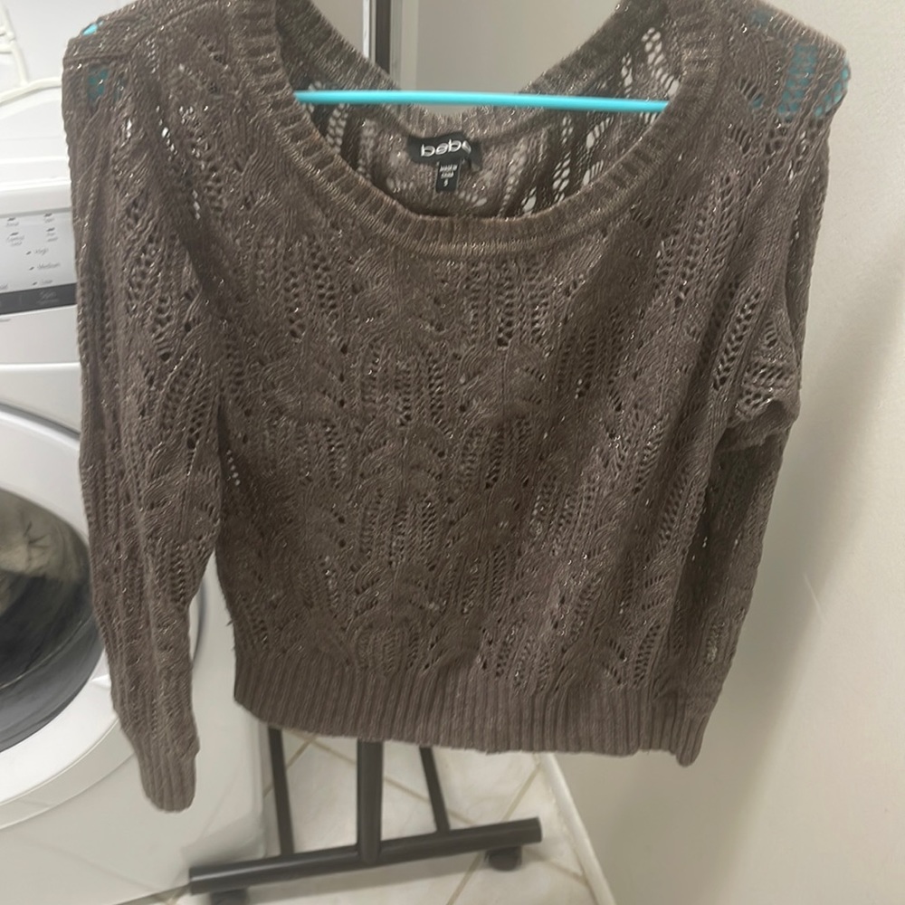 Bebe crochet sweater with gold detail